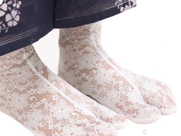 Japanese Women's Lace Stretch Tabi Socks / Size Free / 2 colors