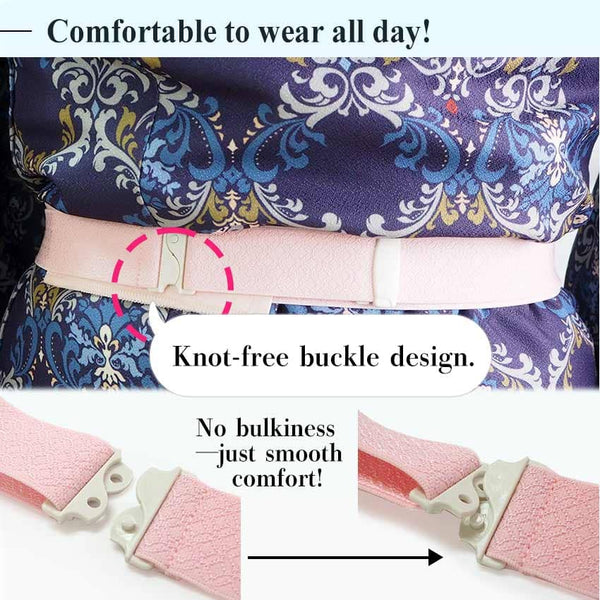 Japanese Kimono Korin Belt Koshi-Himo with Clips: Elastic Kimono Accessory, Size L