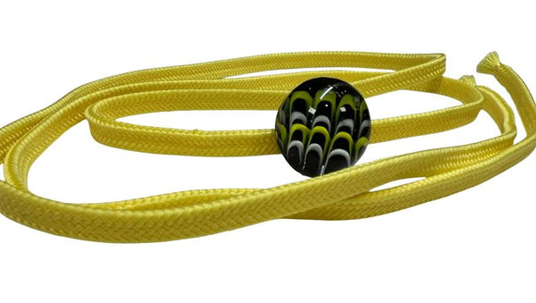 Japanese Women Glass Bead Obijime Cord – Yellow Kumihimo Cord