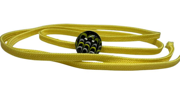 Japanese Women Glass Bead Obijime Cord – Yellow Kumihimo Cord