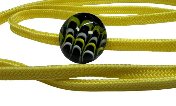 Japanese Women Glass Bead Obijime Cord – Yellow Kumihimo Cord