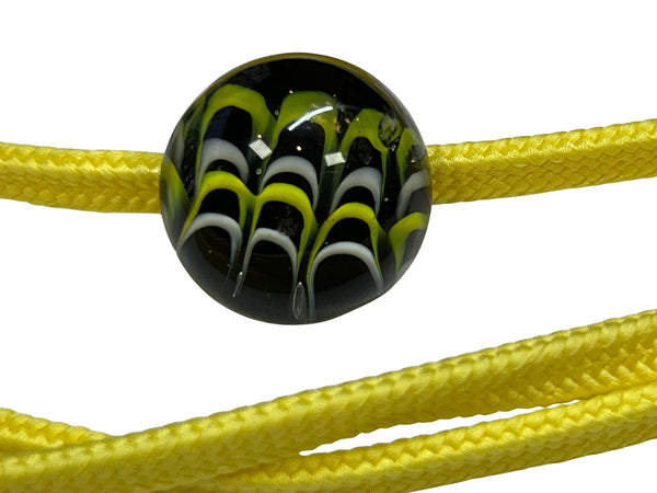 Japanese Women Glass Bead Obijime Cord – Yellow Kumihimo Cord
