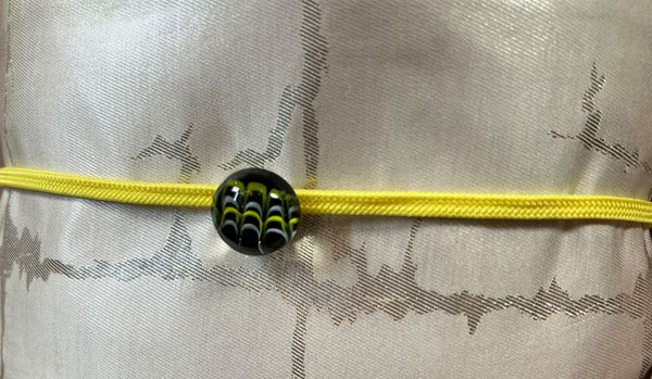 Japanese Women Glass Bead Obijime Cord – Yellow Kumihimo Cord