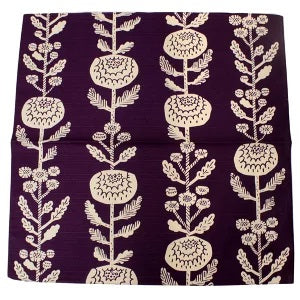 Japanese Traditional Reversible Furoshiki Wrapping cloth 41 in, Purple & Mustard Yellow with Chrysanthemum