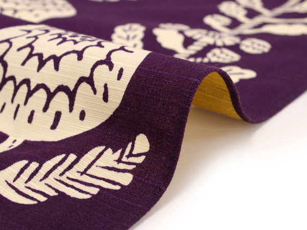 Japanese Traditional Reversible Furoshiki Wrapping cloth 41 in, Purple & Mustard Yellow with Chrysanthemum