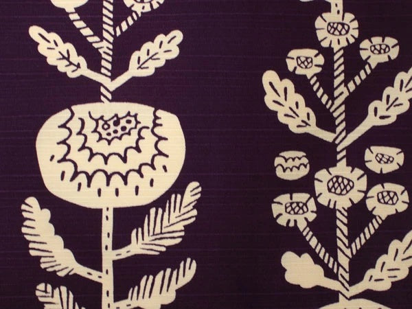 Japanese Traditional Reversible Furoshiki Wrapping cloth 41 in, Purple & Mustard Yellow with Chrysanthemum