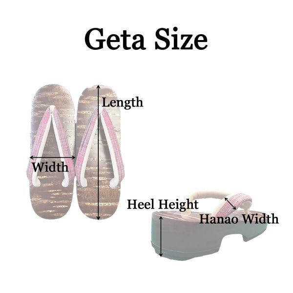 Japanese Women's Traditional Wooden Geta Sandals with Colorful Floral Navy Straps, Size M-L