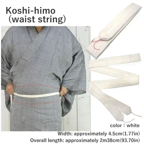 Men's Japanese Yukata Set: Blue Striped Cotton Kimono with Fan Motif