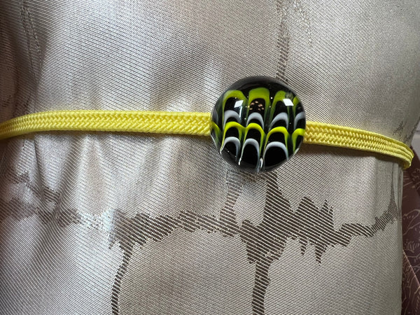 Japanese Women Glass Bead Obijime Cord – Yellow Kumihimo Cord