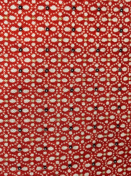 Vintage Japanese Red Cotton Kimono / Lightweight Hitoe (Unlined) / Minimal Geometric Pattern
