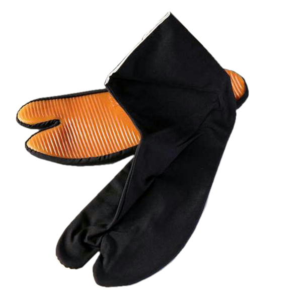 Japanese unisex Black Rubber-Soled Tabi (4 Kohaze Fasteners), size: Men 6-6.5