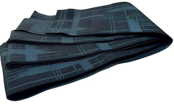 Japanese Men's Reversible Kaku Obi Belt: Navy & Blue Geometric Kimono Accessory