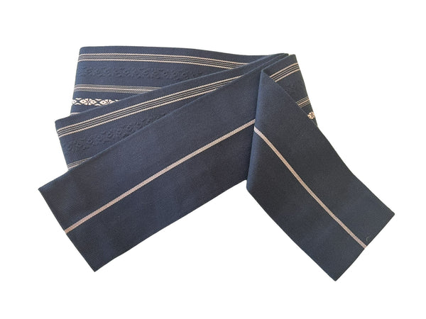 Men's Japanese Yukata Set: Blue Striped Cotton Kimono with Fan Motif