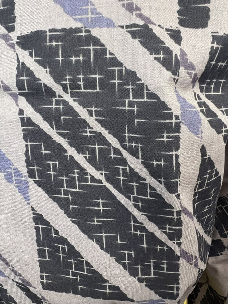 Men's Japanese Yukata 3pc Set: Gray Kasuri Cotton Kimono with Mustard Obi