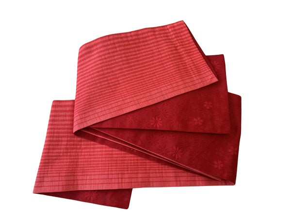 Peony Yukata & Obi Set: Japanese Cotton Kimono (Size M-L)