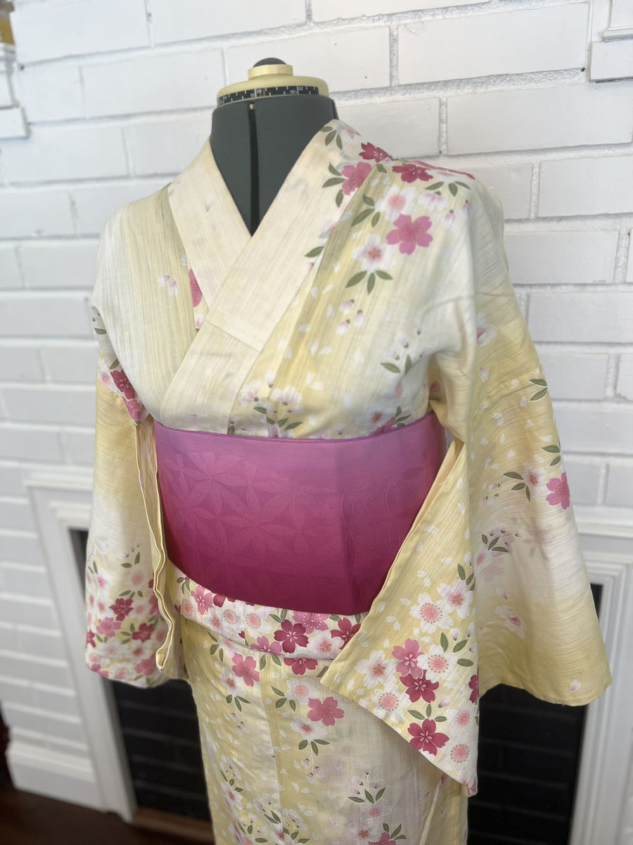 Japanese Yukata Kimono Plus Size - Orange Flowers in