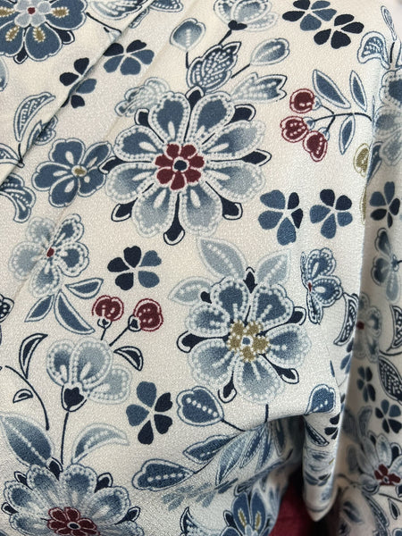 Japanese WASHABLE KIMONO, Blue Floral, Size: M / Traditional Women's Summer Kimono