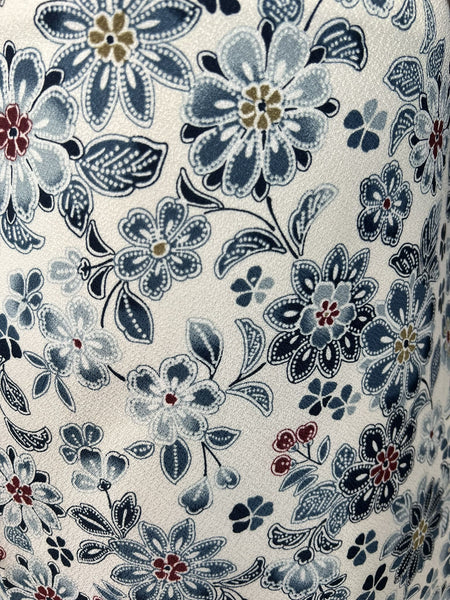 Japanese WASHABLE KIMONO, Blue Floral, Size: M / Traditional Women's Summer Kimono