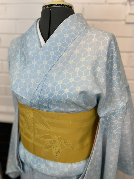 Washable Kimono & Obi Set: Modern Floral Japanese Komon (Size M-L)