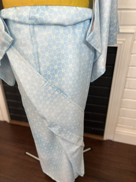 Washable Kimono & Obi Set: Modern Floral Japanese Komon (Size M-L)