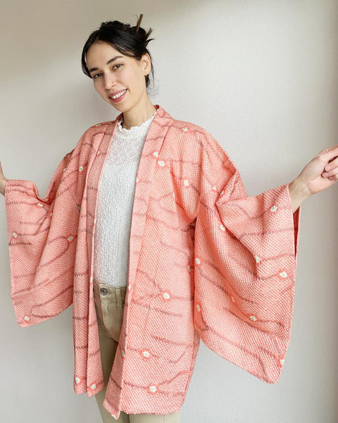 Liniar Coral Shibori Haori Kimono Jacket