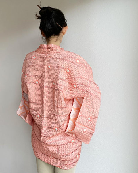 Liniar Coral Shibori Haori Kimono Jacket