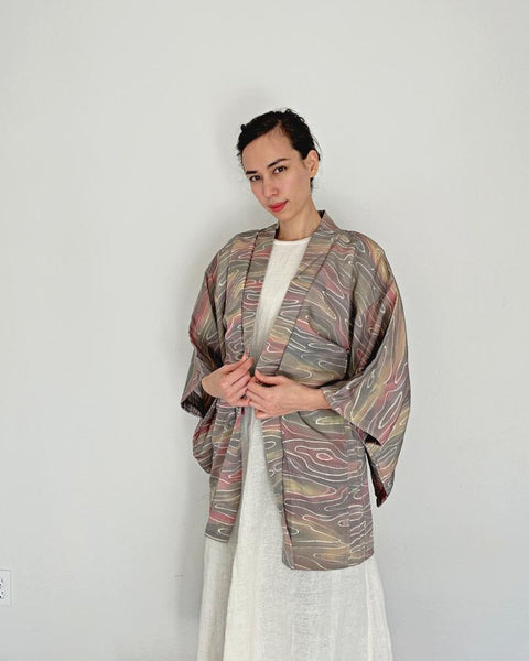 Misty Purple Japanese Haori Kimono Jacket