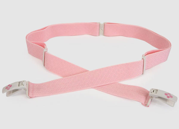 Japanese Women's Korin Belt [Strong type], Size L, Kimono Kitsuke Himo / Elastic Belt With Clips - Color: White or Light blue