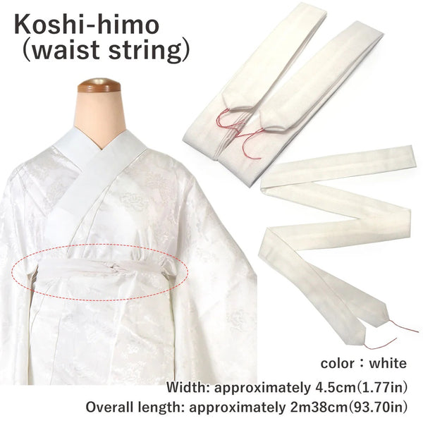 Extra-Long Kimono Waist Ties (Koshihimo) – 3 Piece Set | Japanese Kimono Accessories for Men & Women