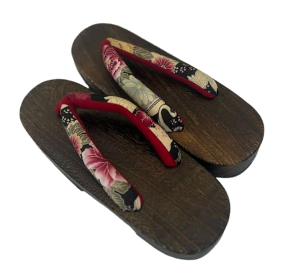 Japanese Women's Geta Sandals / Traditional Japanese flowers pattern, Size L