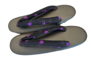 Japanese Women's Kimono Zori Sandals / Purple hearts、Size LL