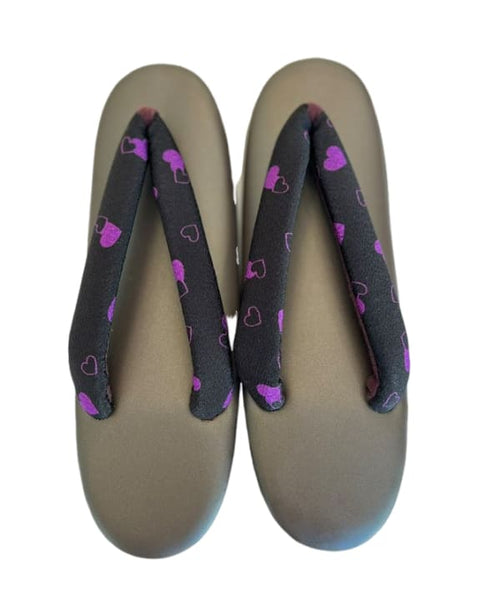 Japanese Women's Kimono Zori Sandals / Purple hearts、Size LL