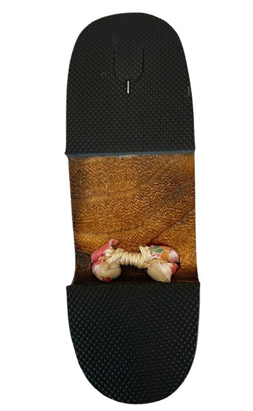 Japanese Women's Wooden Geta Sandals, Traditional with Floral Straps, Pink and Red, Size 7.5