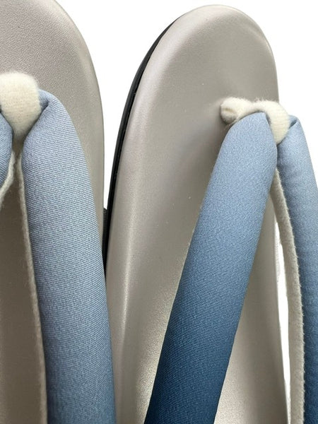 Japanese Kimono Zori Sandals – Silver with Blue Thong Strap | Lightweight Waterproof Sole