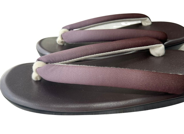 Japanese Kimono Zori Sandals – Dark Brown with Mauve Purple Thong Strap | Lightweight Waterproof Sole