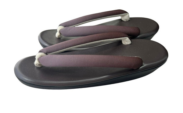 Japanese Kimono Zori Sandals – Dark Brown with Mauve Purple Thong Strap | Lightweight Waterproof Sole