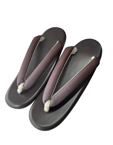 Japanese Kimono Zori Sandals – Dark Brown with Mauve Purple Thong Strap | Lightweight Waterproof Sole
