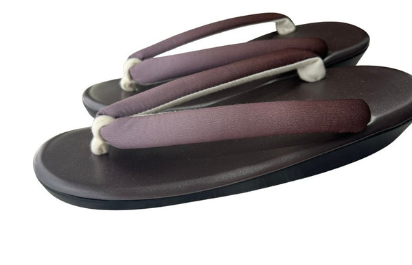 Japanese Kimono Zori Sandals – Dark Brown with Mauve Purple Thong Strap | Lightweight Waterproof Sole