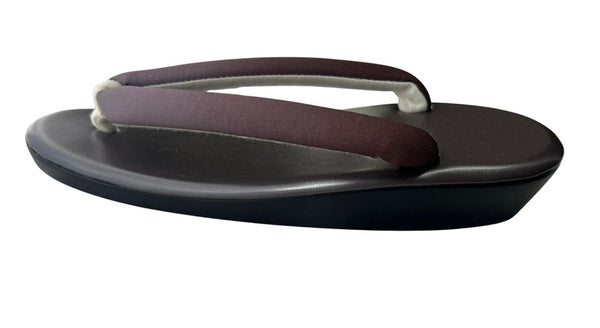 Japanese Kimono Zori Sandals – Dark Brown with Mauve Purple Thong Strap | Lightweight Waterproof Sole