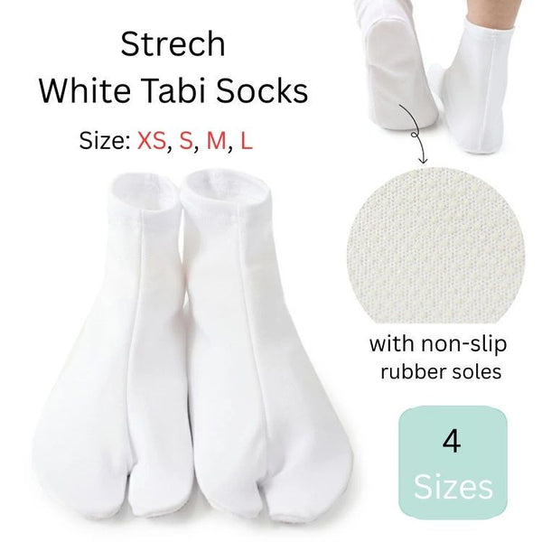 Japanese Easy-to-Wear Stretch Tabi Socks with Non-Slip Soles, Size XS, S, M, L / Traditional Tabi