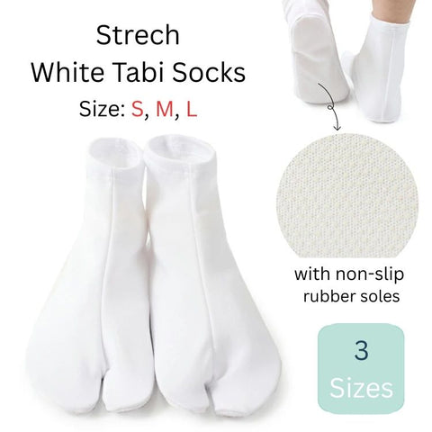 Japanese Easy-to-Wear Stretch Tabi Socks with Non-Slip Soles, Size S, M, L / Traditional Tabi