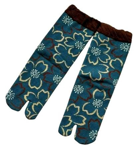 Tabi Crew Socks with Sakura Floral Pattern – Japanese Split Toe Socks