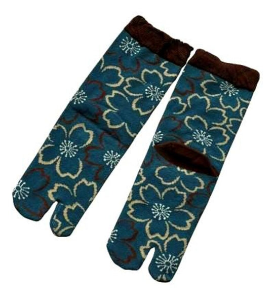 Tabi Crew Socks with Sakura Floral Pattern – Japanese Split Toe Socks