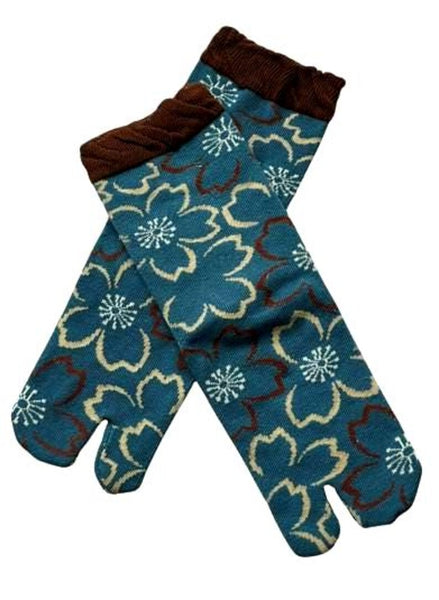Tabi Crew Socks with Sakura Floral Pattern – Japanese Split Toe Socks