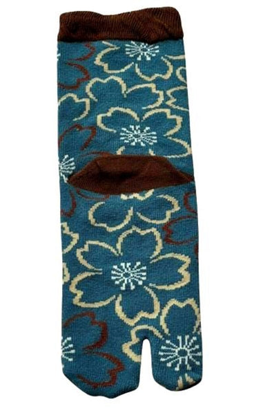 Tabi Crew Socks with Sakura Floral Pattern – Japanese Split Toe Socks