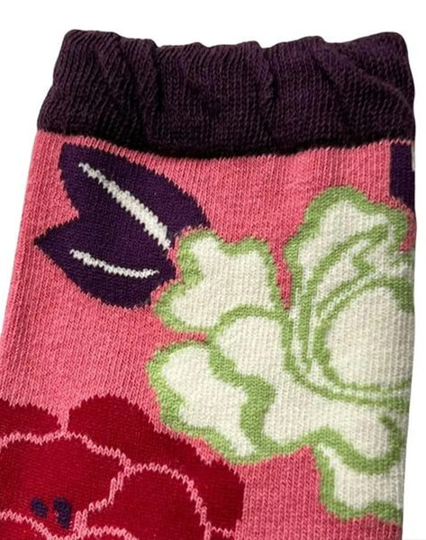 Tabi Crew Socks with Pink Floral Pattern – Japanese Split Toe Socks