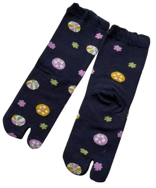 Tabi Crew Socks with Navy Traditional Pattern – Japanese Split Toe Socks
