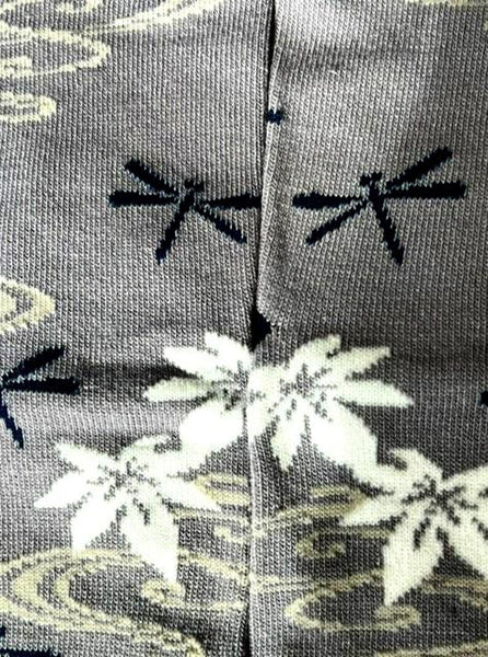 Tabi Crew Socks with Dragonfly & Maple Pattern – Japanese Split Toe Socks