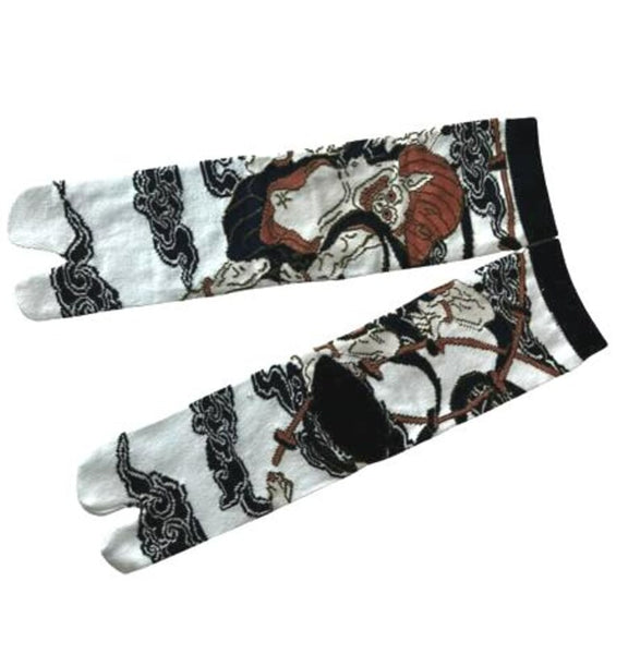 Japanese Tabi Socks – Raijin Thunder God Design, Unisex Split-Toe Socks