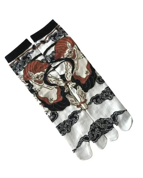 Japanese Tabi Socks – Raijin Thunder God Design, Unisex Split-Toe Socks